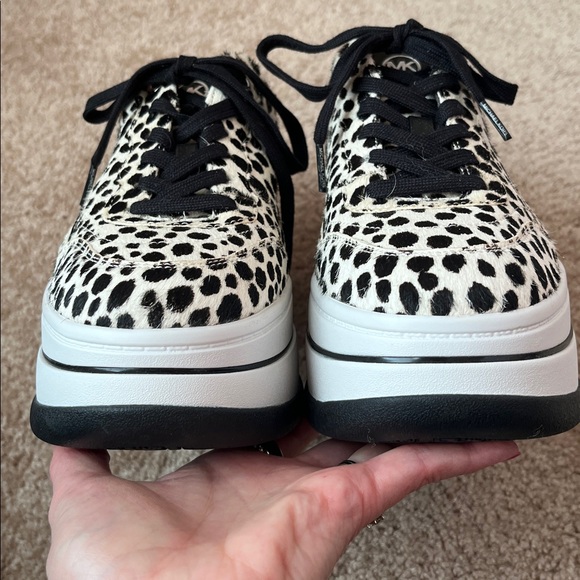 NWOT Michael Kors Hayes Cheetah Calf Hair Platform Sneakers - Picture 5 of 12